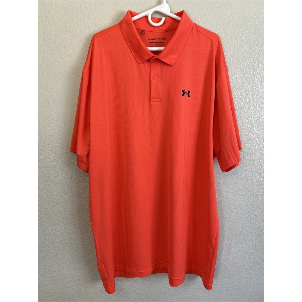 Under Armour Golf Performance Short Sleeve Polo Shirt Mens 3XL Orange Neon